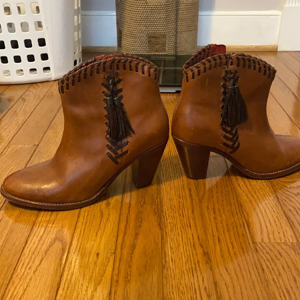 Brown real leather booties